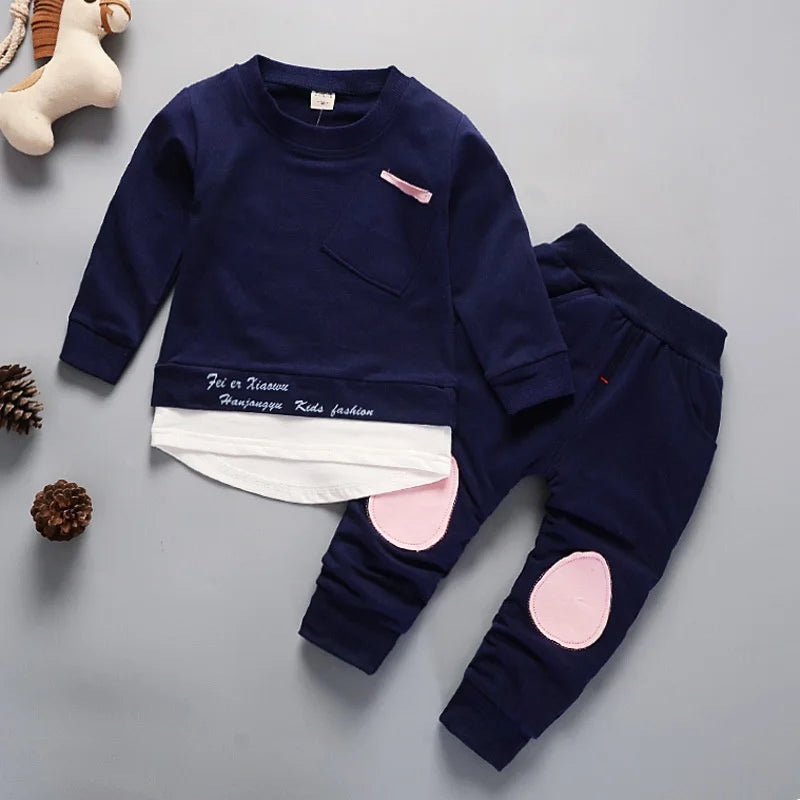 Nuova Primavera Autunno Neonata Vestiti Vestito Infantile Abiti Per Bambini T-Shirt Pantaloni 2 Pz/set Bambino Casual Costume Per Bambini Tute
