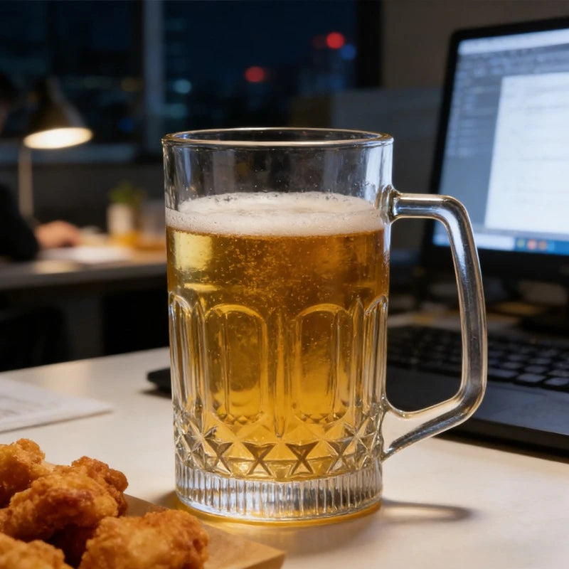 Bicchiere da Birra Creativo con Rilievo 600ml/1000ml, Bicchiere da Birra di Lusso con Manico, Tazza Trasparente per Bevande da Festa, Tazza da Tè per Casa, Articoli per Bevande
