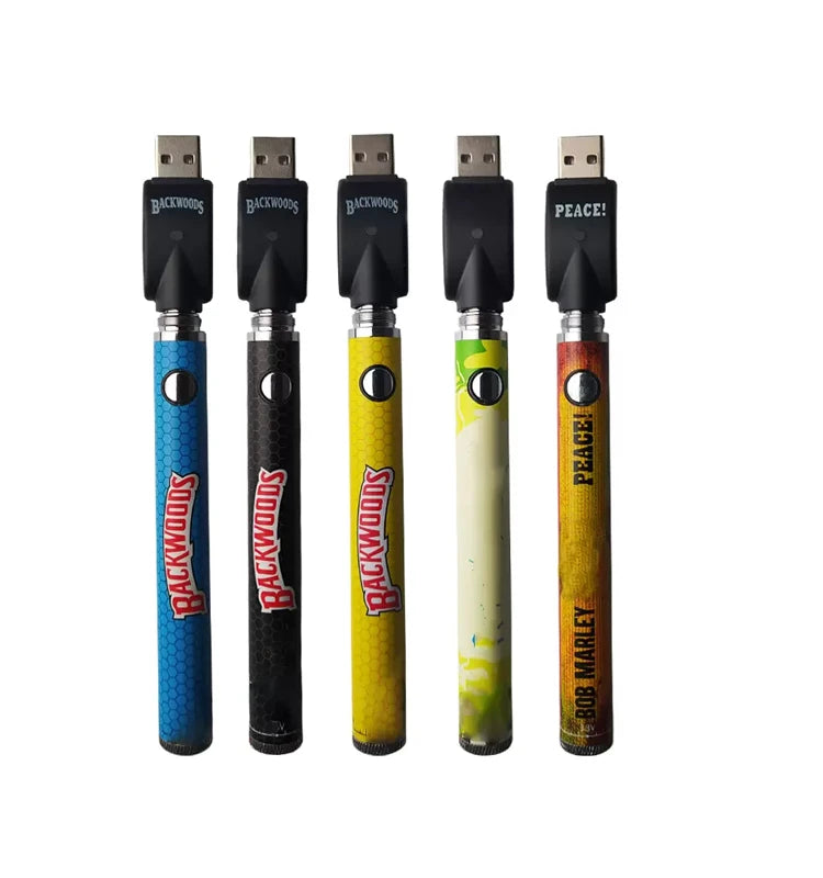All'ingrosso Backwoods Twist 1100mAh Batteria di preriscaldamento Vape Pen 3.3V-4.8V VV Tensione regolabile con caricatore USB E Cigs Mod