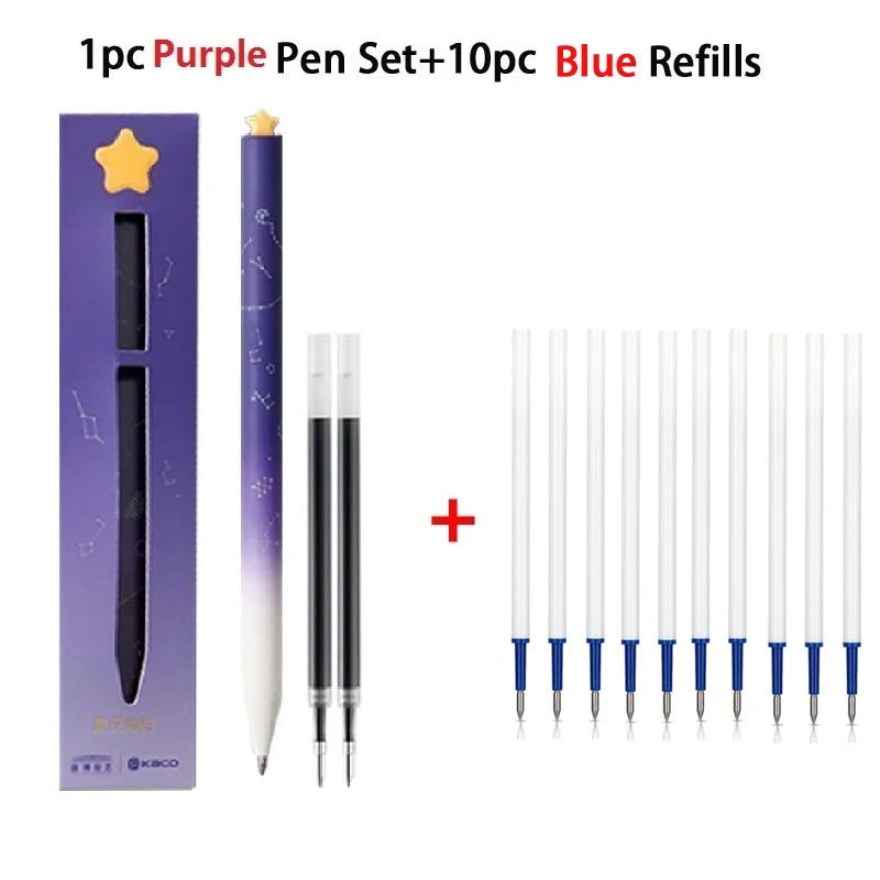 KACO Galaxy Gel Pens FIRST Heart Star Series Rotary Signature Pen Set, 0.5mm Gift Boxes, Students Brush Exam Writing Stationery