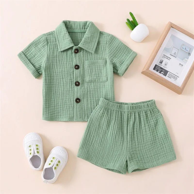 VISgogo 0-3 anni neonati maschi vestiti per ragazze set neonato manica corta t-shirt pantaloni corti estate tinta unita vestito Casual