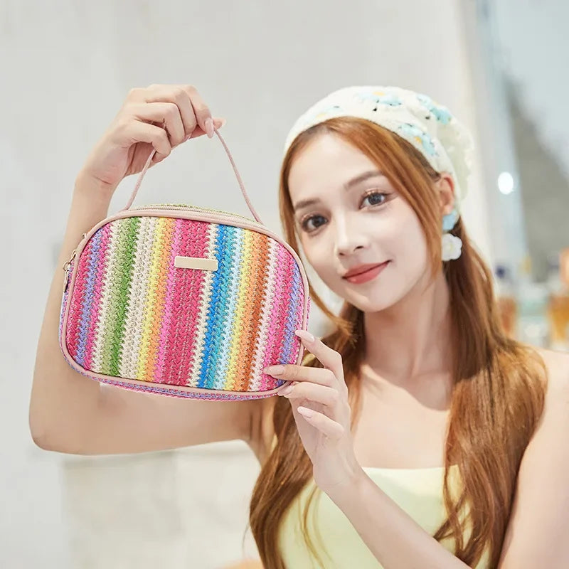 Borsa a Tracolla Mini Intrecciata Sweet Rainbow per Donne, Tendenza Moda Estate 2025, Borsa a Mano Singola a Tracolla, Forma Quadrata
