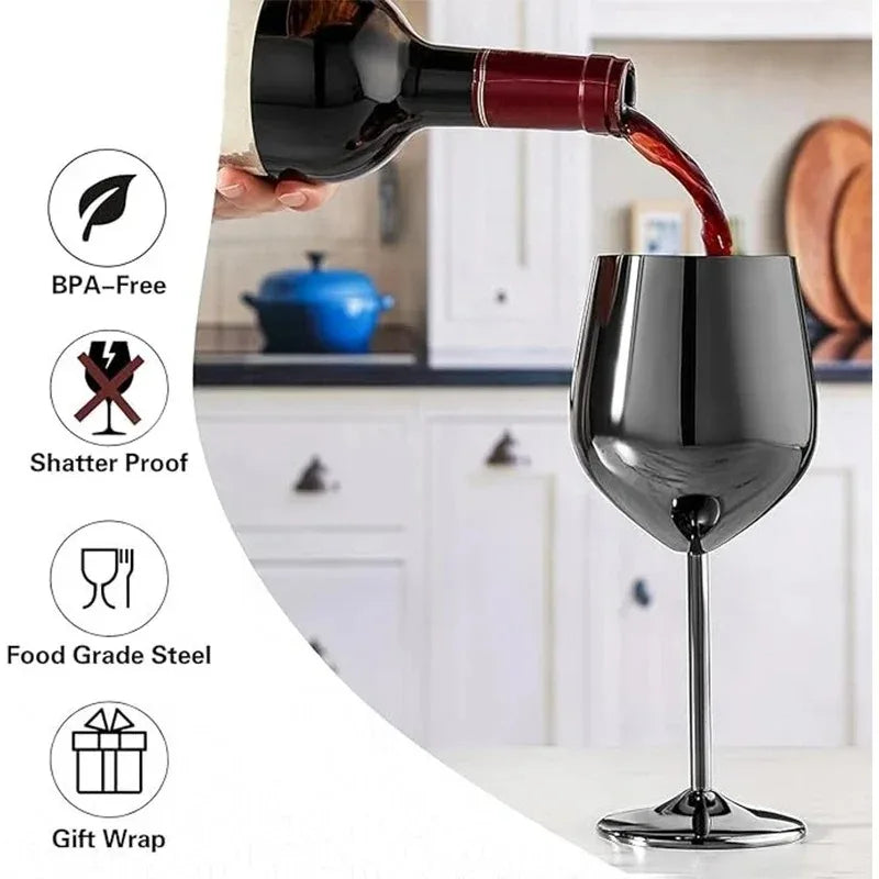 Calice per bicchiere da vino in acciaio inossidabile da 500 ml 304 color oro rosa argento oro, tazza in metallo resistente per vino rosso champagne bar party