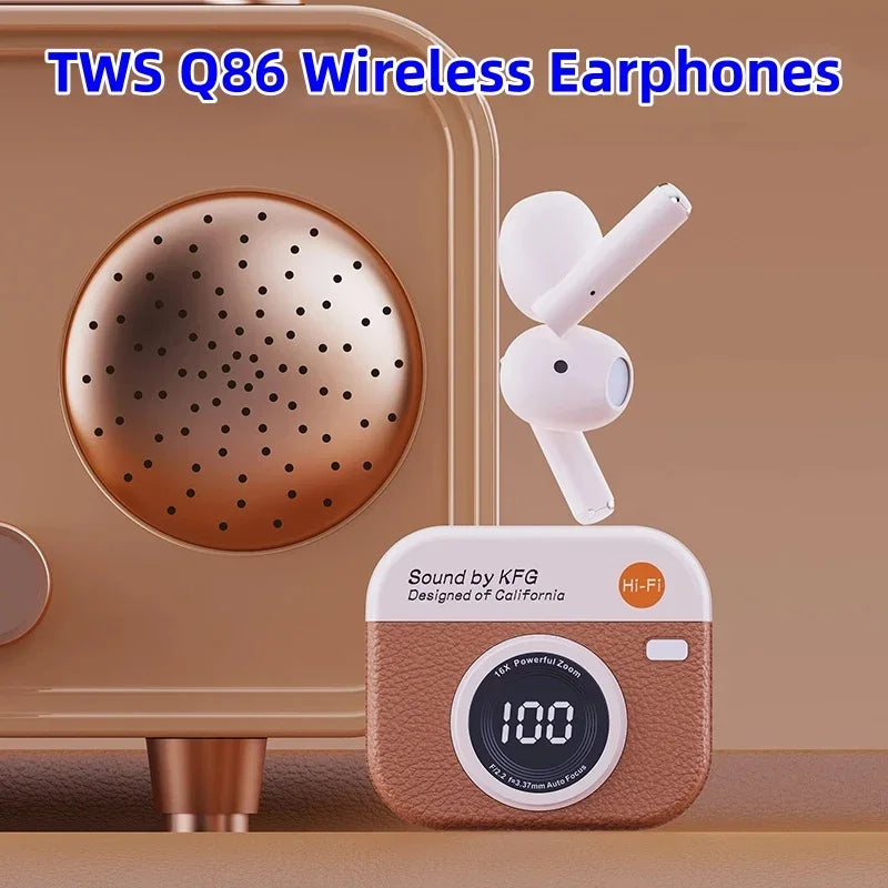 Q86 Tws Auricolari wireless Riduzione del rumore Sport Musica con microfono Hi-Fi Bass Hd Voice Auricolari Bluetooth con display a LED