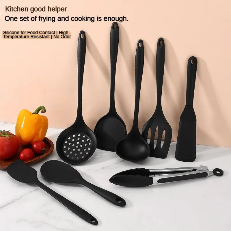 Set di utensili da cucina in silicone per uso alimentare da 1/10 pezzi, cucchiaio a fessura resistente al calore per pentole antiaderenti e pentole calde, colino multiuso