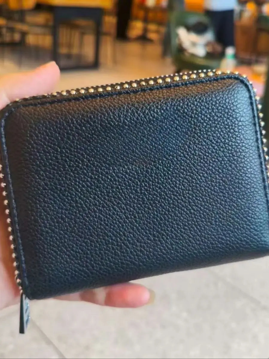 Black Wings, Borsa da donna Hot Diamond, Borsa con catena in metallo, Portafoglio porta carte, Denim.