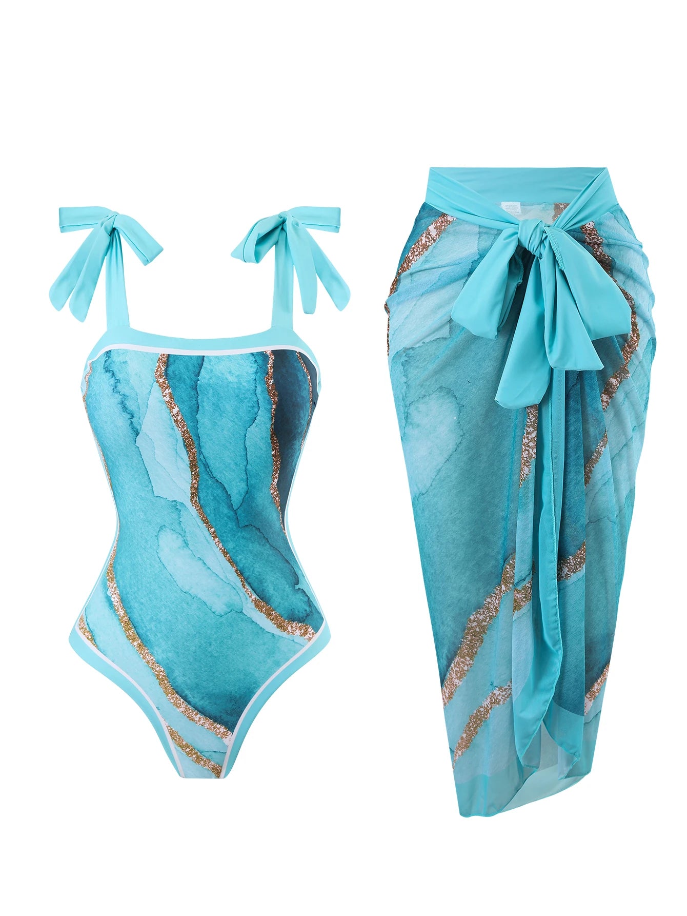 Costume da bagno bikini intero stampato digitale estivo nuovo su misura per donna Protezione solare conservatrice Gonna di garza monopezzo 2-P