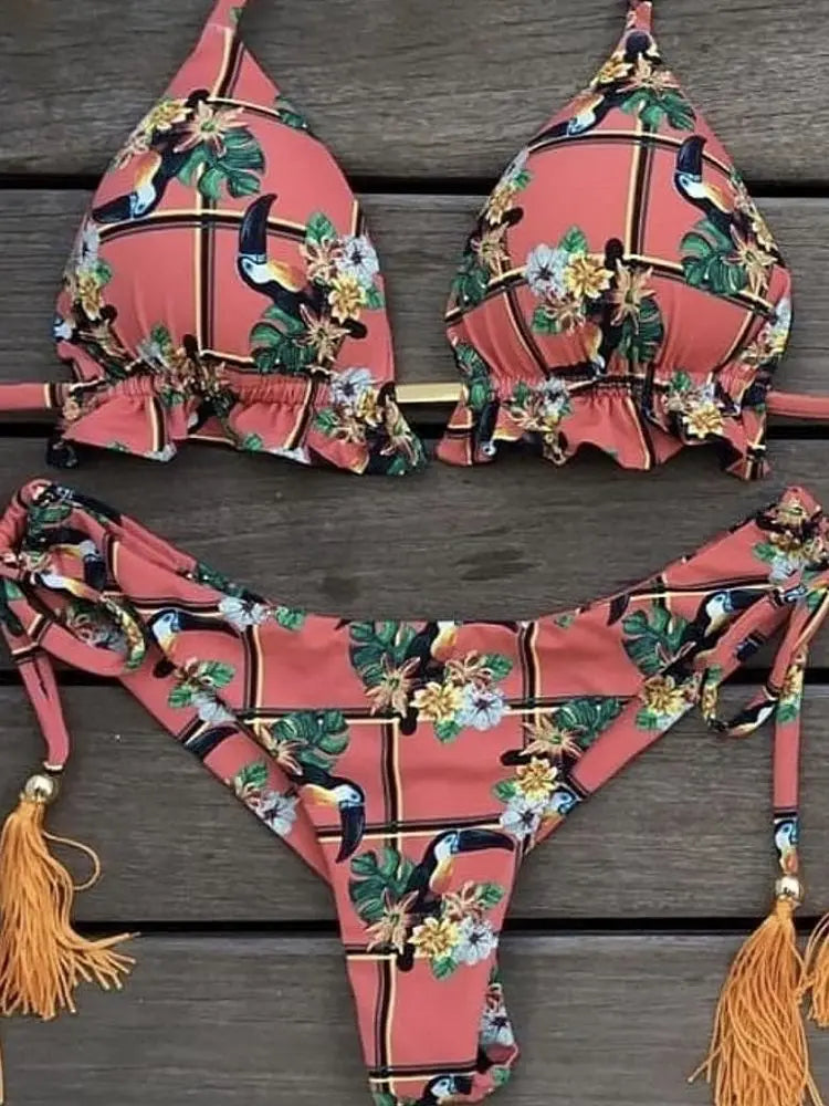 2021 Set bikini sexy 2 pezzi Hot Stamp Sport Costumi da bagno Donna Beachwear Push-Up imbottito Costume da bagno Body Bagnante squisito