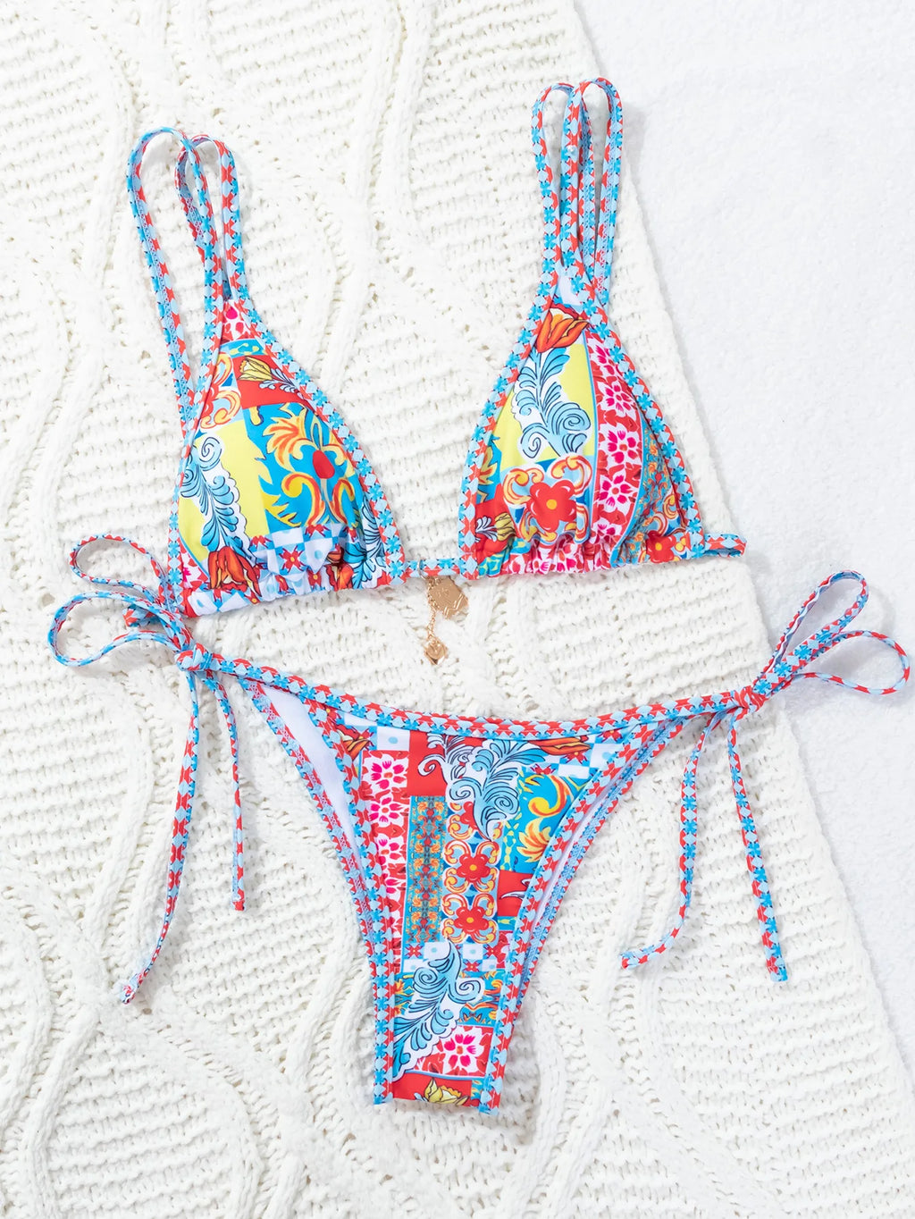 Nuovo Set Bikini Triangolo 2026 - Costume da Bagno Push-Up con Stampa Floreale e Slip Brasiliano