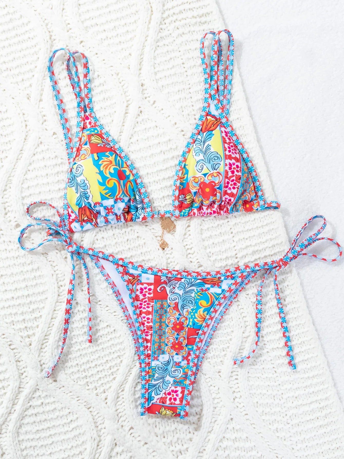 Nuovo Set Bikini Triangolo 2026 - Costume da Bagno Push-Up con Stampa Floreale e Slip Brasiliano