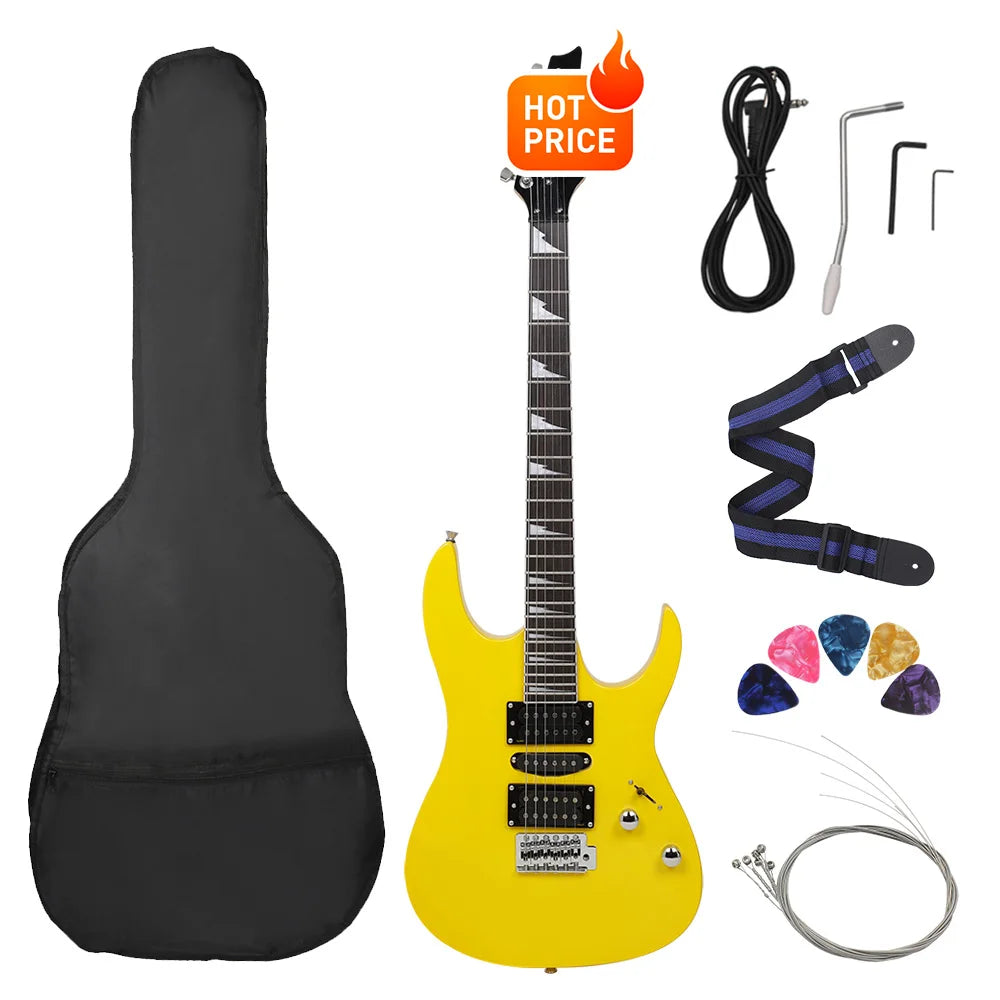 Chitarra elettrica a 6 corde 24 tasti Chitarra elettrica con corpo in acero Guitarra con altoparlante per borsa Parti e accessori per chitarra necessari