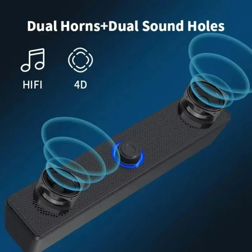 Soundbar per PC Bluetooth alimentato tramite USB Soundbar per altoparlante cablato e wireless per TV Pc Laptop Gaming Home Theater Sistema audio surround