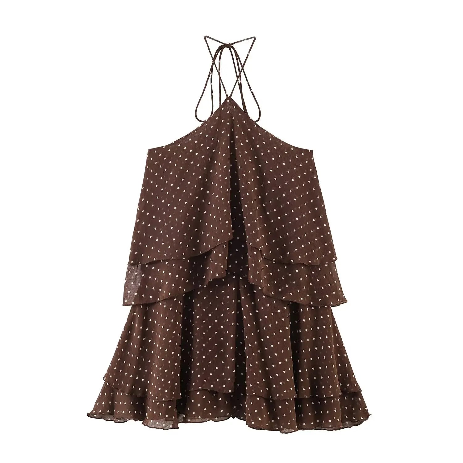 Nuovo Abito Estivo da Donna 2026, Elegante Vestito Chic con Collo a Cascata, Mini Abito Comodo a Pois per Feste e Balli
