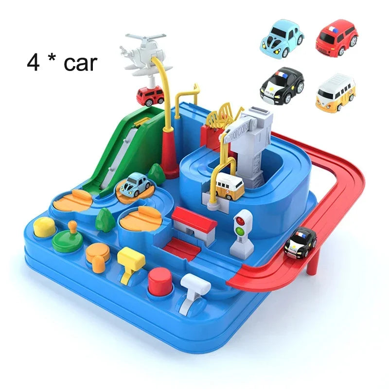 Modello di auto ferroviaria da corsa Giocattoli educativi Pista per bambini Gioco di avventura Cervello Meccanico Interattivo Treno Animali Giocattolo razzo spaziale