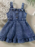 Abito pagliaccetto in denim da bambina Salopette senza schienale per neonato Abbigliamento Abbigliamento moda per bambini Abbigliamento per neonata