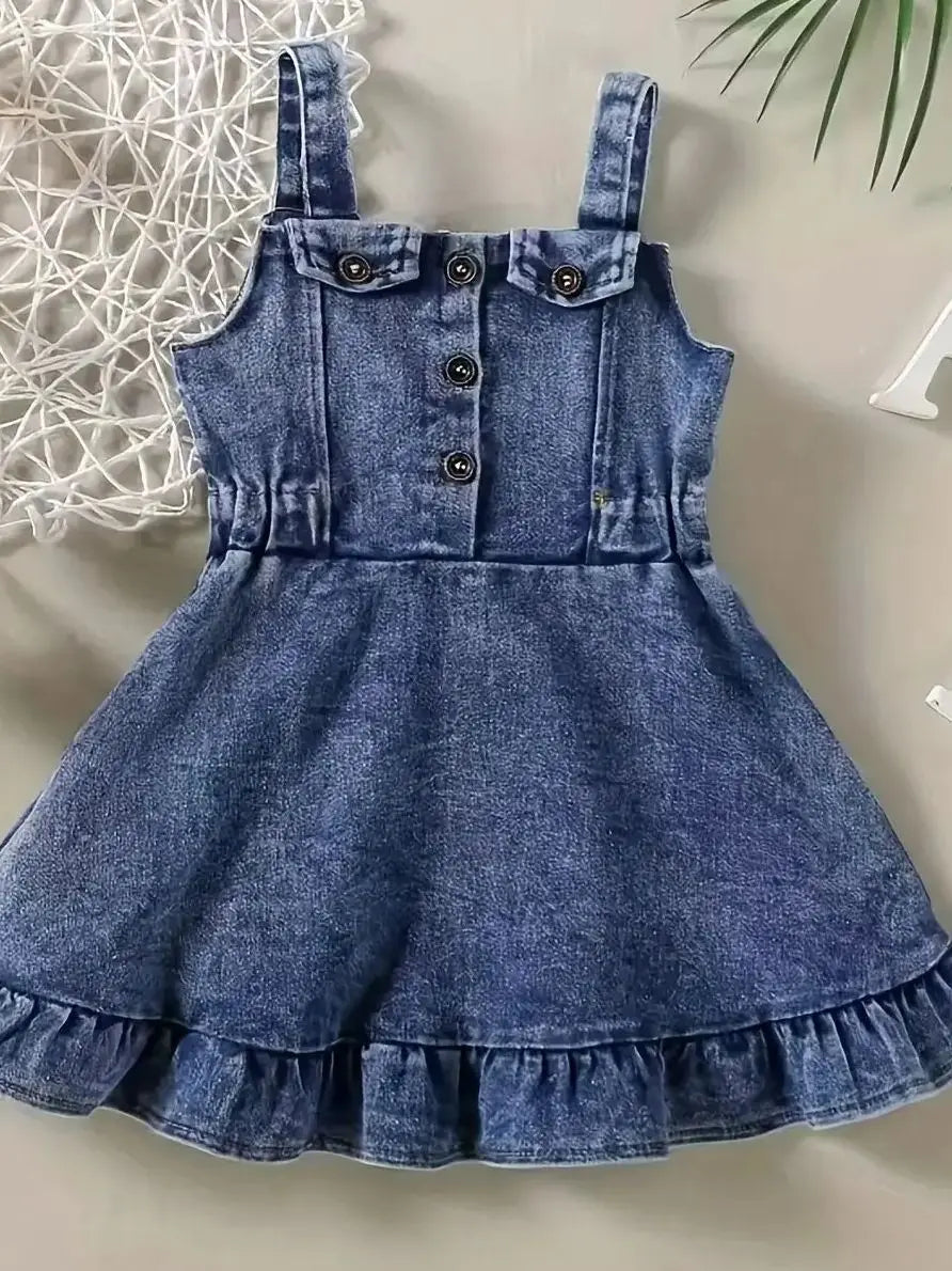 Abito pagliaccetto in denim da bambina Salopette senza schienale per neonato Abbigliamento Abbigliamento moda per bambini Abbigliamento per neonata