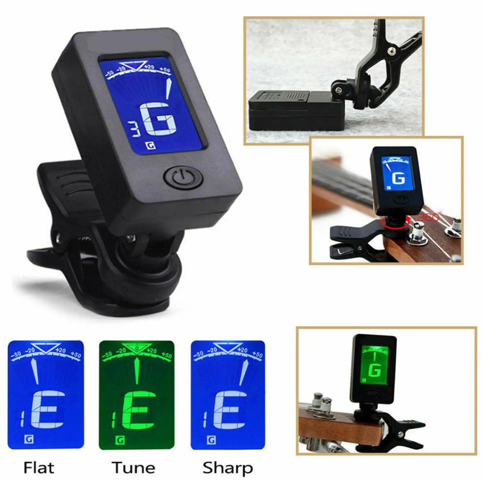 Accordatore professionale per chitarra acustica a 360 gradi con Clip sintonizzatore digitale elettrico con schermo LCD per accessori per Ukulele per chitarra acustica