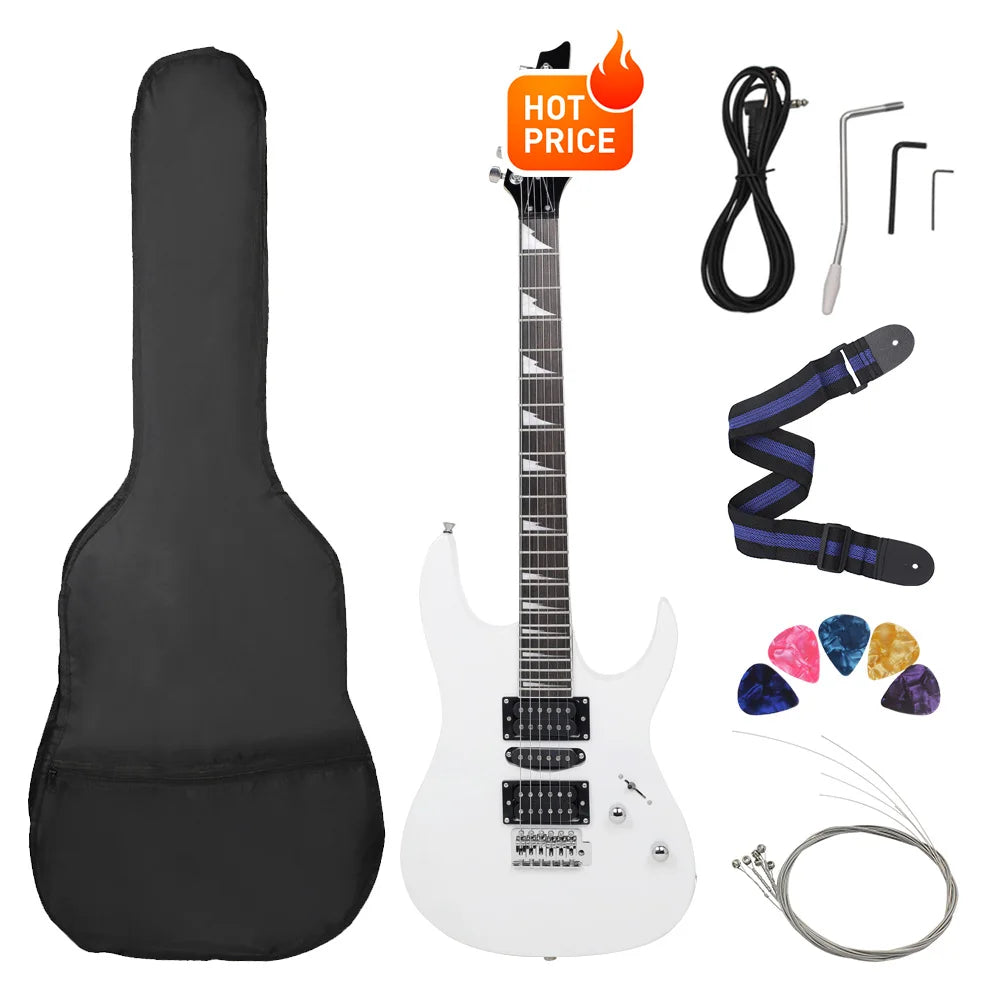 Chitarra elettrica a 6 corde 24 tasti Chitarra elettrica con corpo in acero Guitarra con altoparlante per borsa Parti e accessori per chitarra necessari