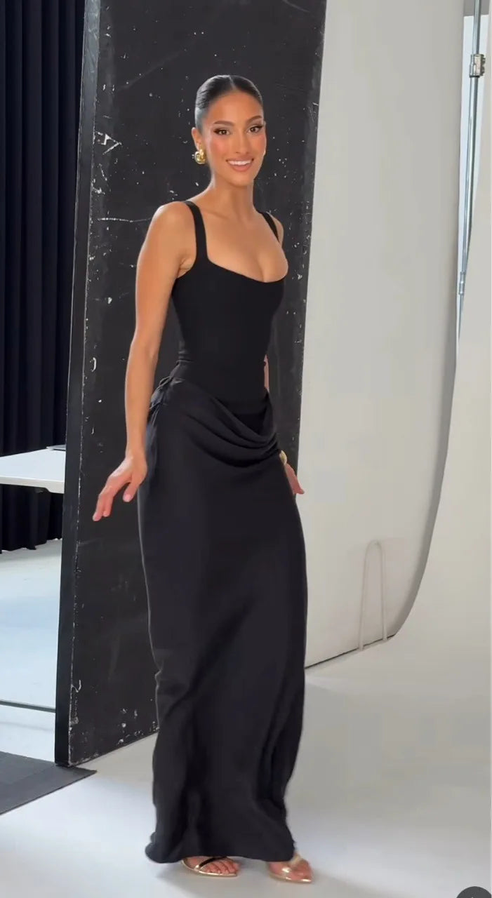Suninheart Abito lungo da donna bianco Abito elegante con lacci Abito da cerimonia formale sottile per invitati a un matrimonio