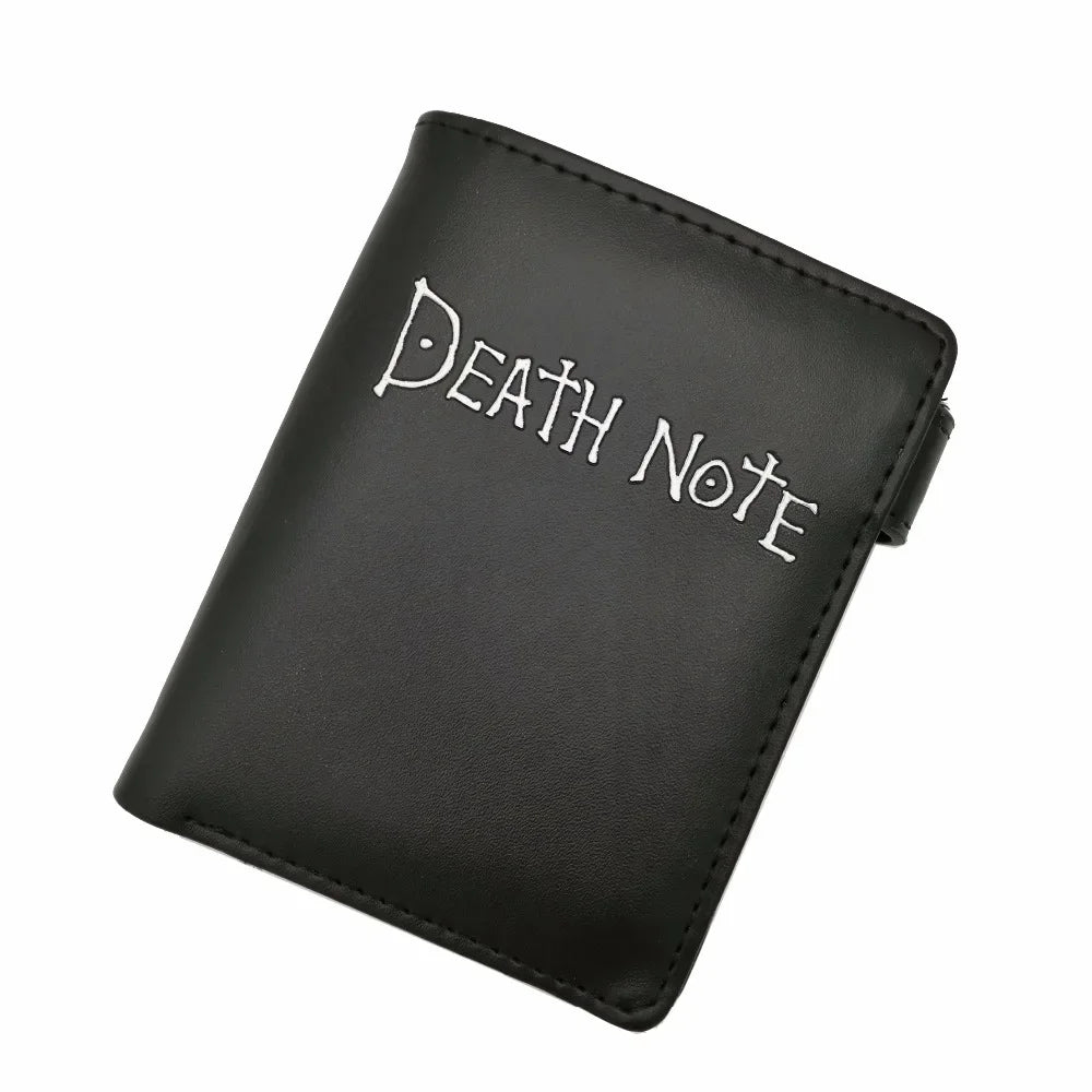 Death Note Anime Portafoglio corto in pelle PU nera Porta carte e portamonete per regalo per ragazzi e ragazze