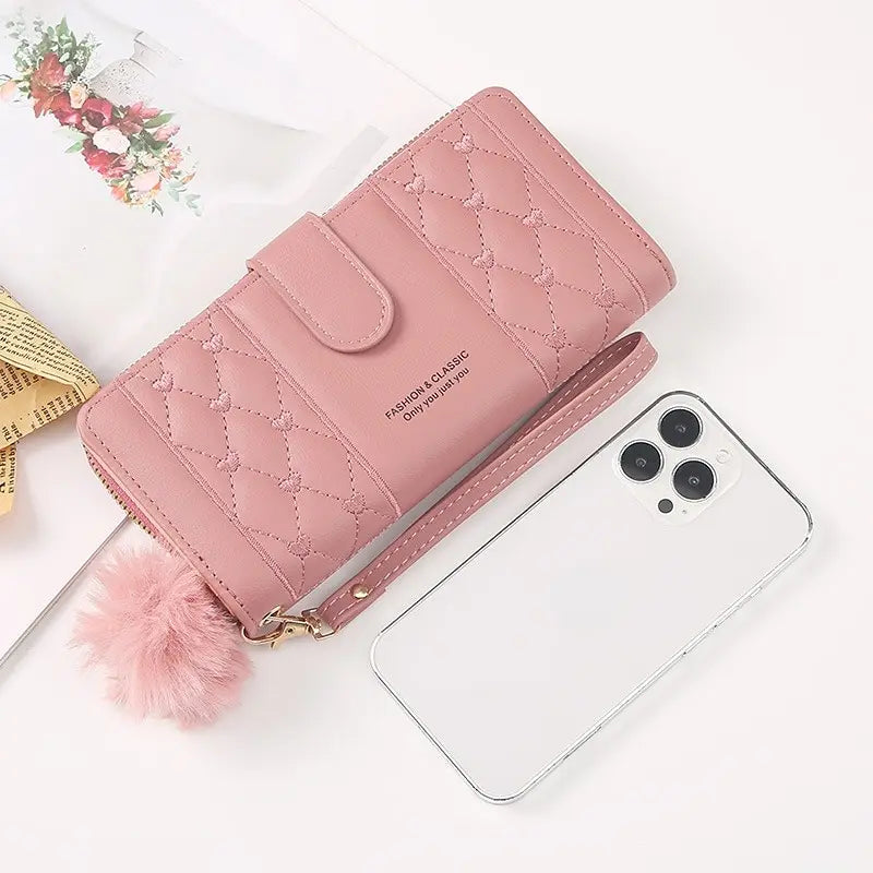 Portafoglio lungo da donna porta carte di credito in pelle Pu portamonete con cerniera Hasp di grande capacità portamonete Multi Card Organizer borsa da polso per cellulare