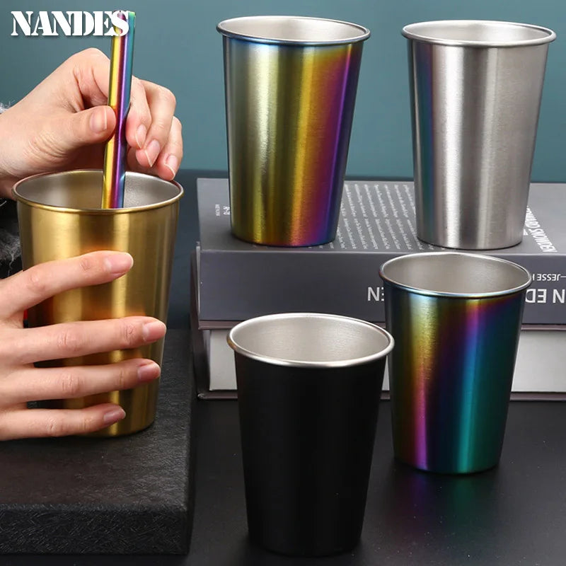 350/500ml Tazze in acciaio inossidabile Ufficio domestico Bar Cucina Bevande Bicchiere da caffè Tè Bere Boccale di birra Tazza da viaggio in metallo
