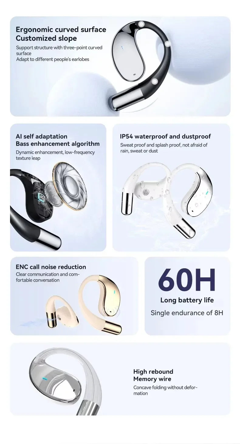 EARDECO Business Auriculares Cuffie Bluetooth Auricolari wireless Auricolari Bass Stereo Cuffie sportive con microfono Audifonos