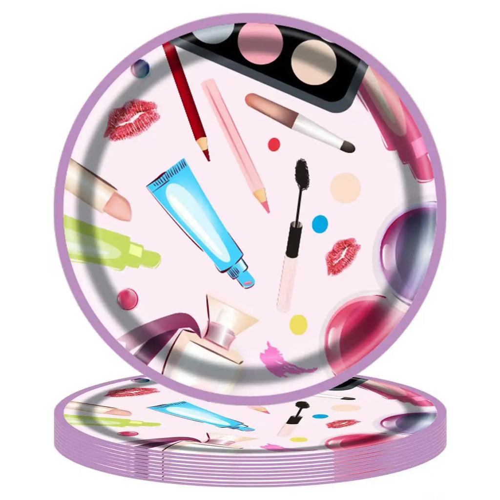 Trucco Tema Compleanno Stoviglie usa e getta Bicchieri di piatti di carta per trucco spa Ragazza Festa Rossetto Labbra rosse Palloncino Regalo di San Valentino