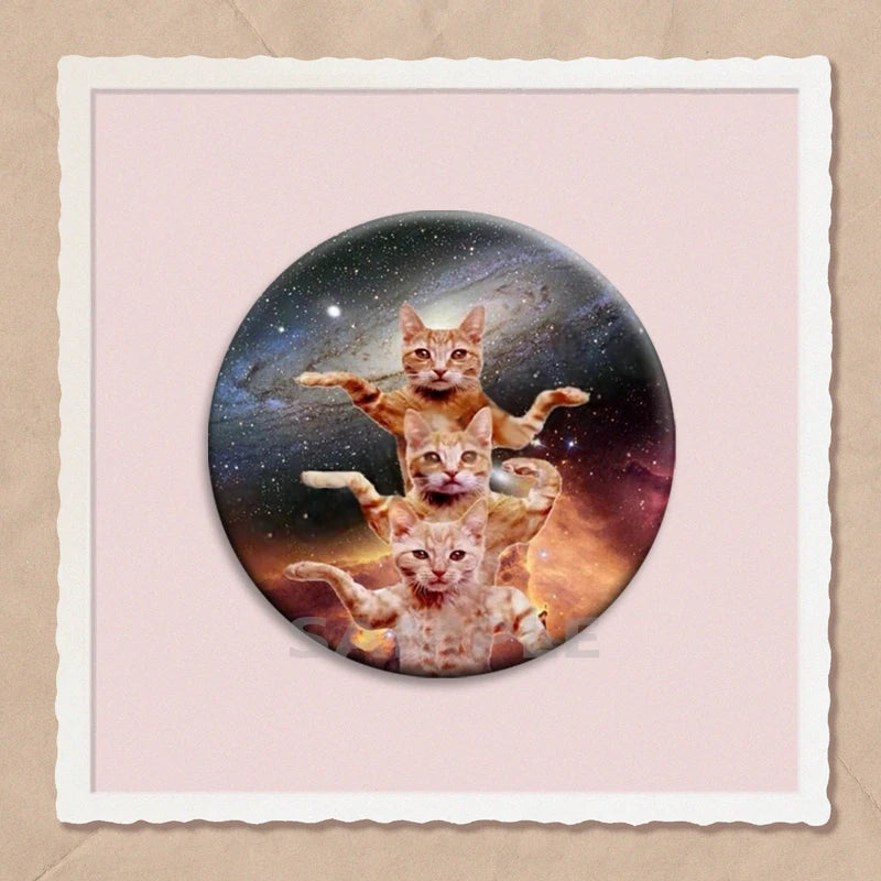Simpatico e divertente arcobaleno gatto alieno spille con bottoni zaino abbigliamento decorazione spilla cartone animato fantascienza distintivo gioielli regali per bambini
