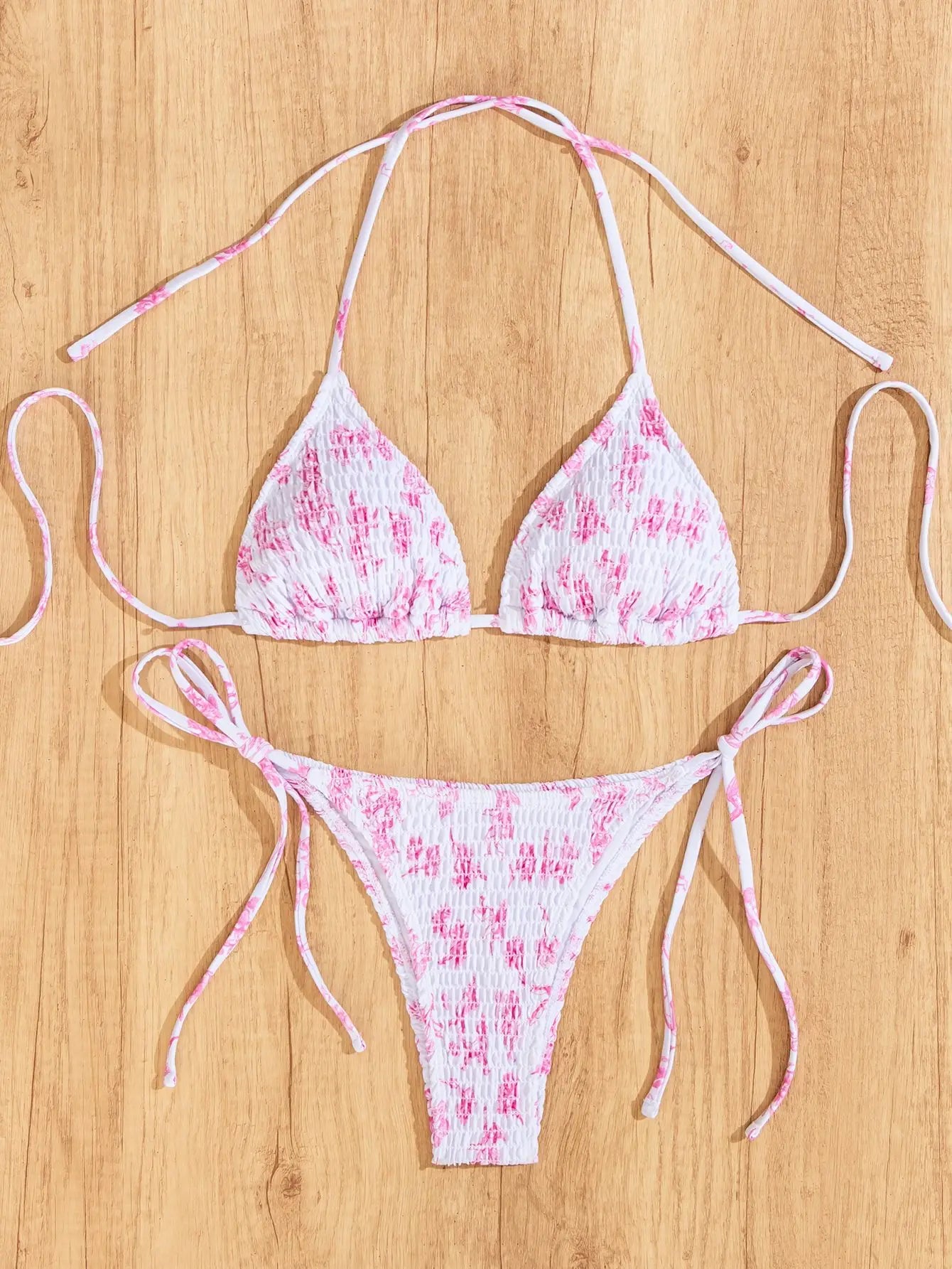 Nuovo Set Bikini Triangolo 2026 - Costume da Bagno Push-Up con Stampa Floreale e Slip Brasiliano