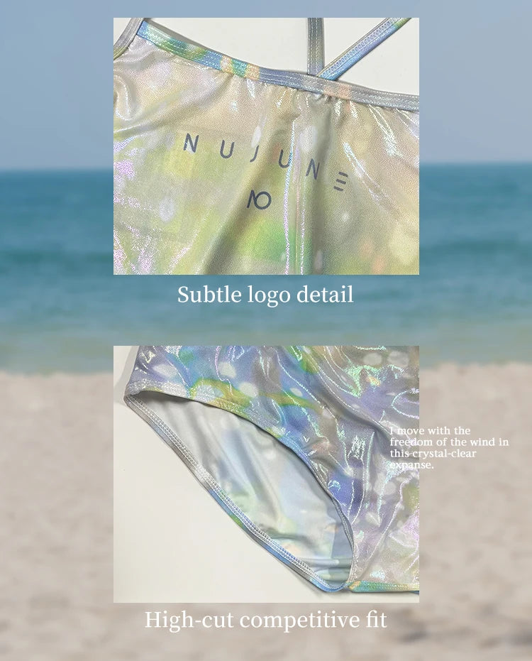 Nuovo Costume da Bagno Intero da Donna Nu-June, Asciugatura Rapida, Maniche Lunghe, Monokini con Schiena Scoperta, Push-Up, per Surf e Nuoto