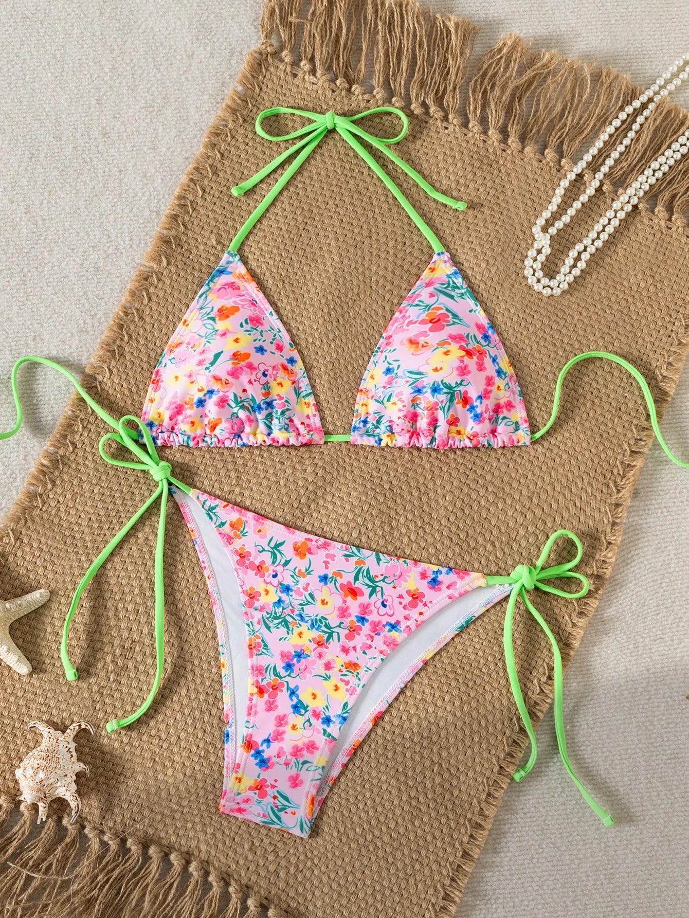 Nuovo Set Bikini Triangolo 2026 - Costume da Bagno Push-Up con Stampa Floreale e Slip Brasiliano