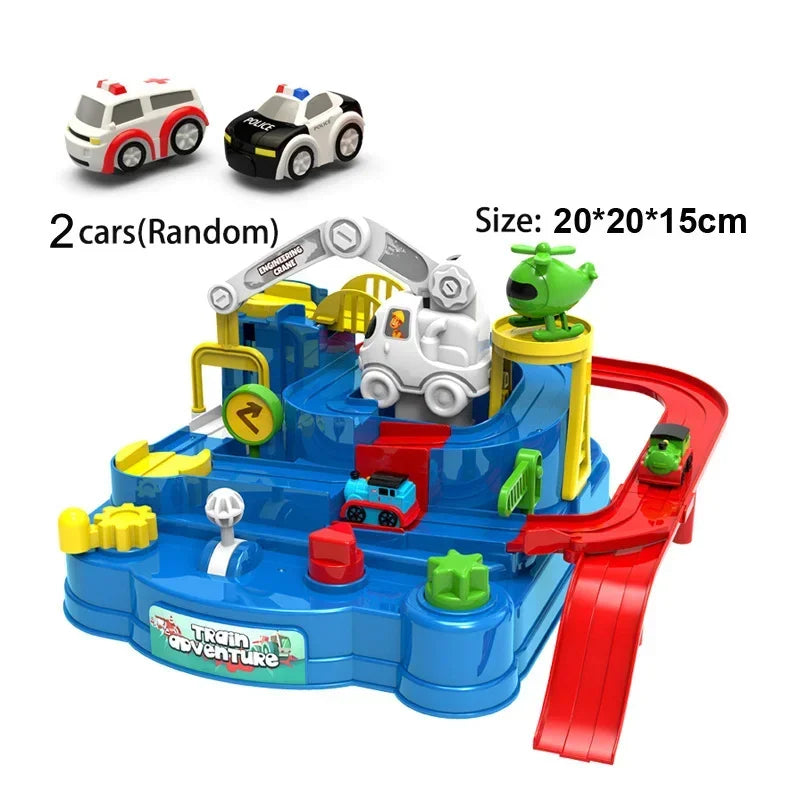 Modello di auto ferroviaria da corsa Giocattoli educativi Pista per bambini Gioco di avventura Cervello Meccanico Interattivo Treno Animali Giocattolo razzo spaziale