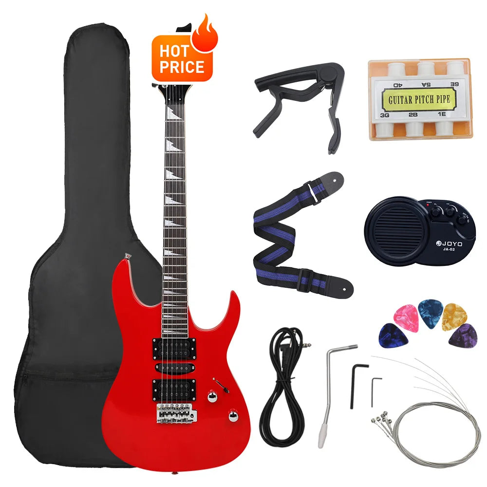 Chitarra elettrica a 6 corde 24 tasti Chitarra elettrica con corpo in acero Guitarra con altoparlante per borsa Parti e accessori per chitarra necessari