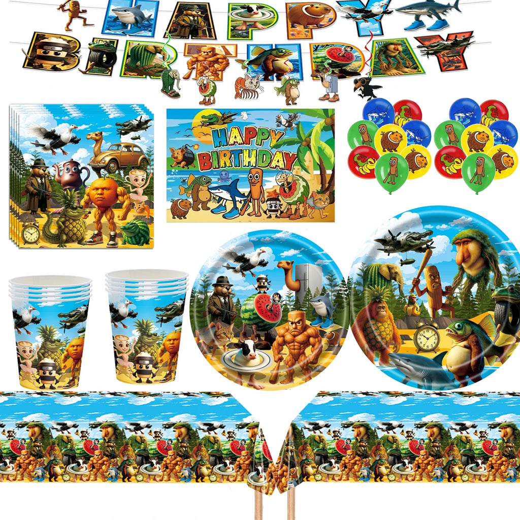 Set di stoviglie usa e getta a spirale per feste di compleanno a tema italiano: piatti, tovaglie, striscioni, bicchieri e tovaglioli di carta per bambini