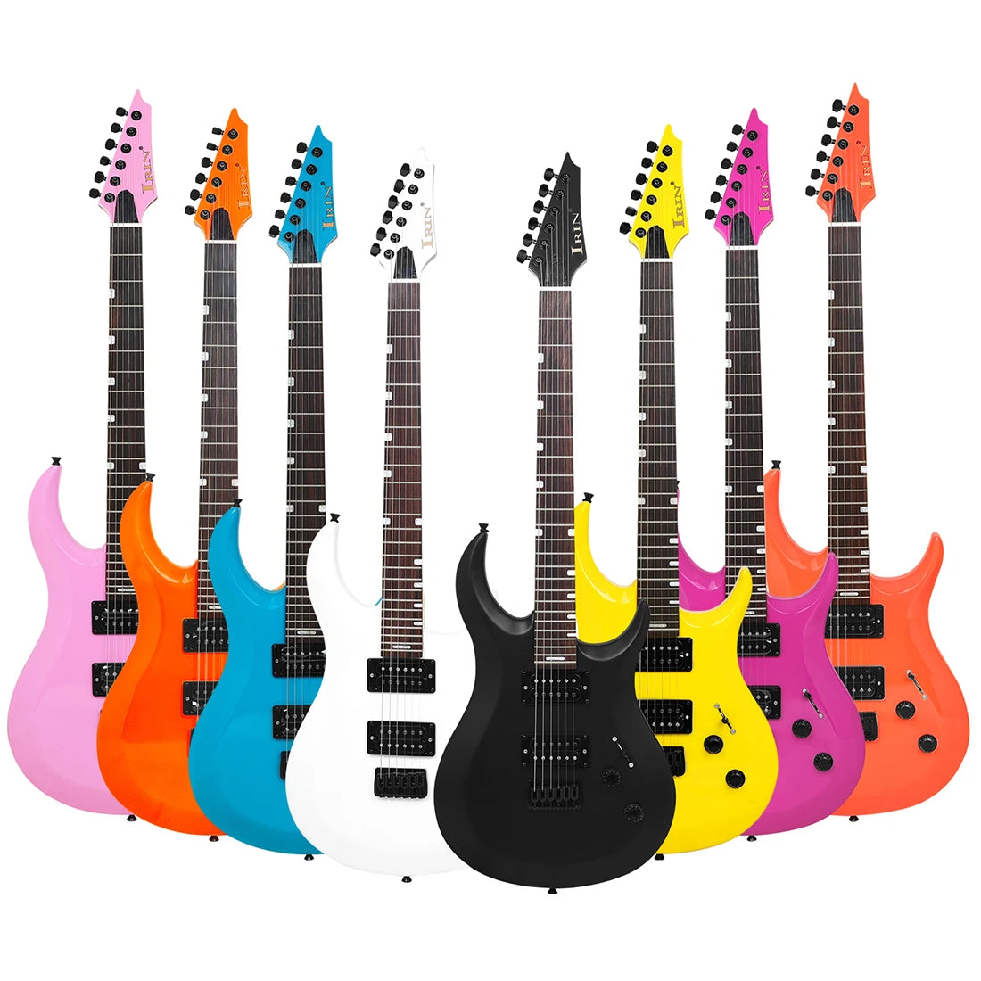 NUOVA chitarra elettrica IRIN 24 tasti 6 corde corpo Oguman manico in acero Guitarra elettrica colorata con cavo di collegamento chiave borsa