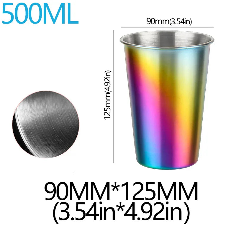 350/500ml Tazze in acciaio inossidabile Ufficio domestico Bar Cucina Bevande Bicchiere da caffè Tè Bere Boccale di birra Tazza da viaggio in metallo