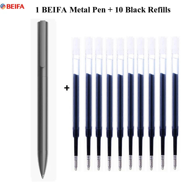 BEIFA Metal Gel Ink Sign Pen Rotating 0.5MM Black Switzerland Refill Business Signing School Office Stationery