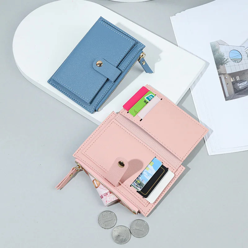Portafogli da donna Borsa da donna in pelle PU Mini Hasp Porta carte multi-carta solida Portafogli corti Portafoglio piccolo sottile con cerniera Hasp