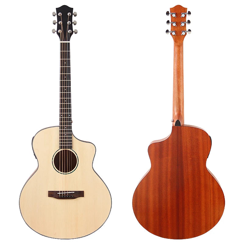 Chitarra acustica elettrica a 6 corde Chitarra elettrica folk con design tagliato con top in abete massello da 40 pollici con pickup