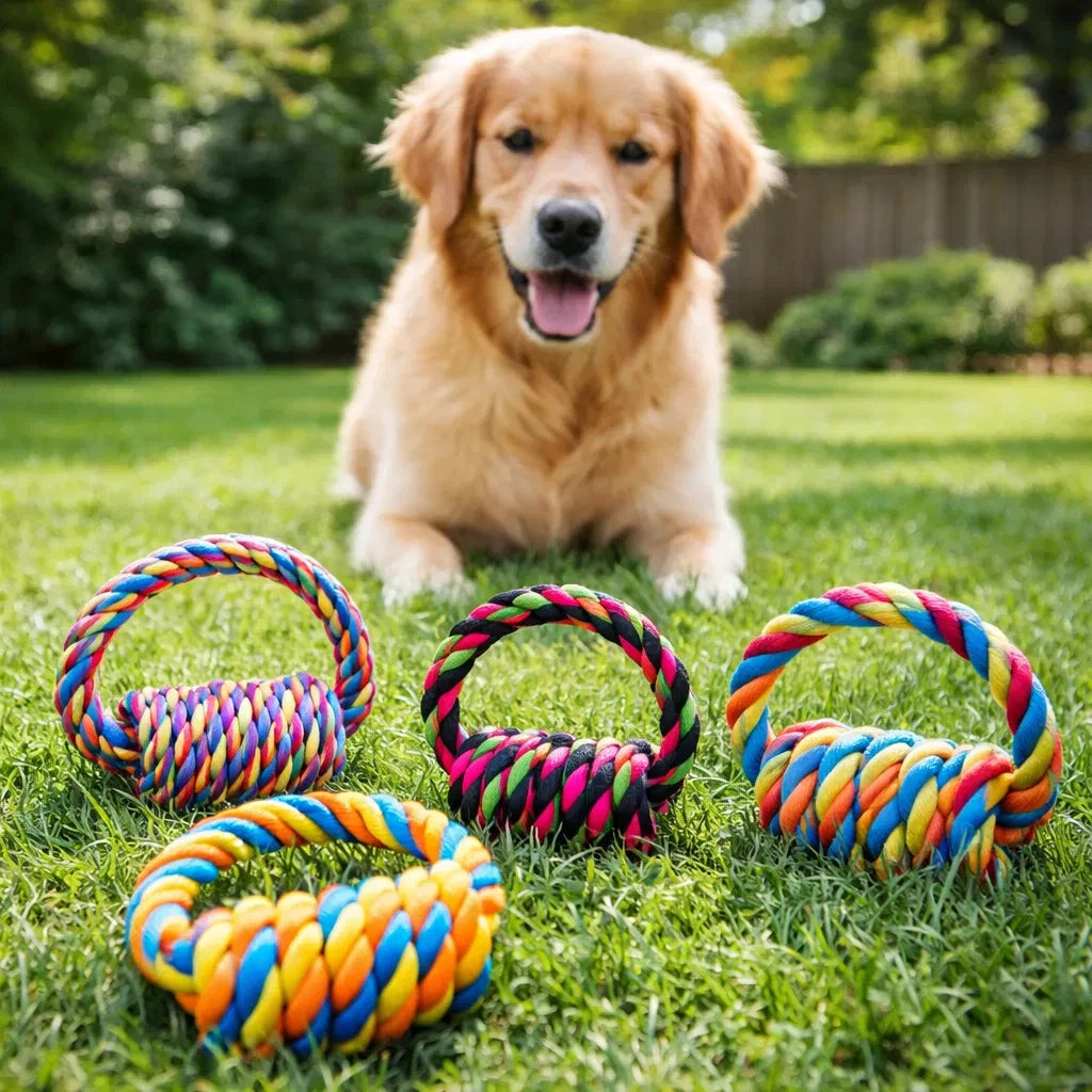 1pc Large Breed Knot Dog Toy-Multicolor, Tough Chew Toy for Aggressive Chewers, Heavy Duty Dental Floss Toy Kit Anti-Chew Design