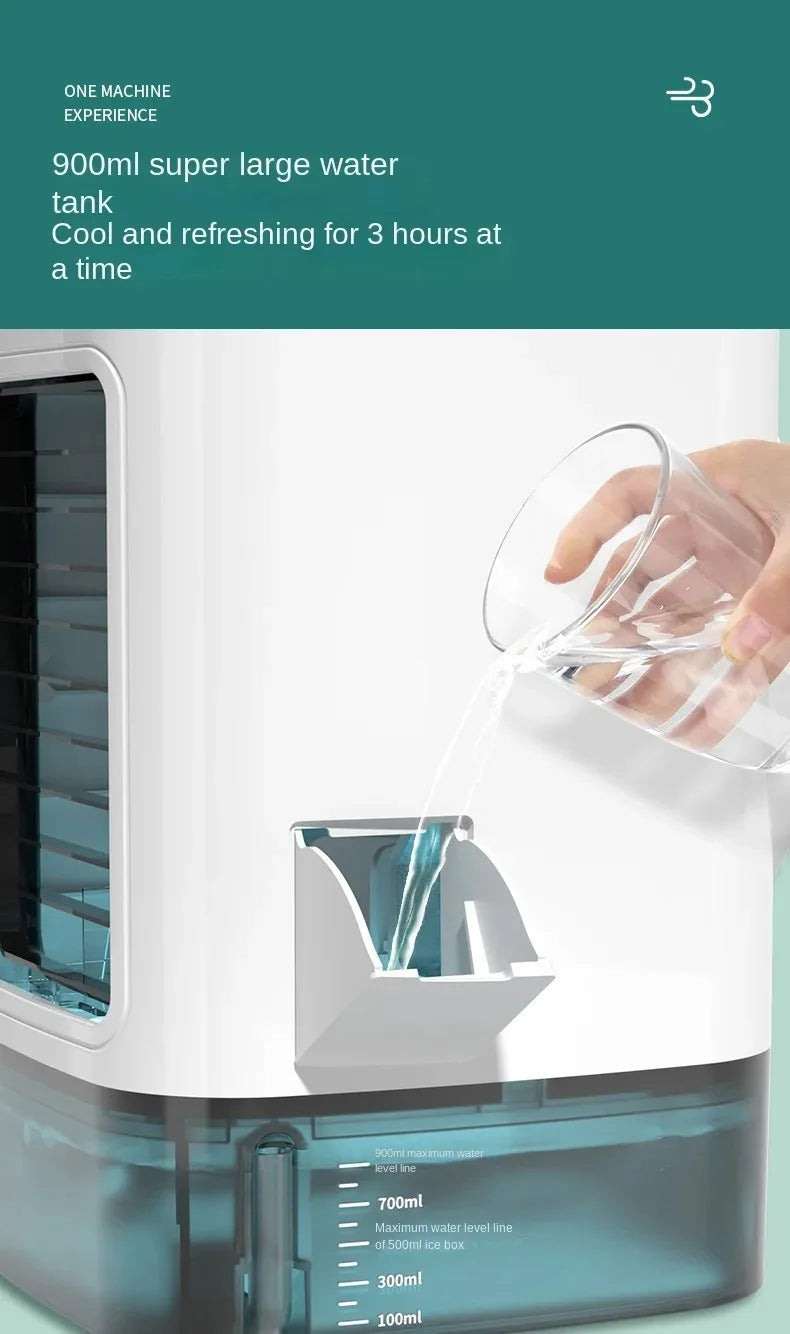 Condizionatore portatile domestico, ventilatore da scrivania con doppia atomizzazione ad ultrasuoni, 3 velocità, silenzioso, con luce notturna, condizionatore d'aria da tavolo