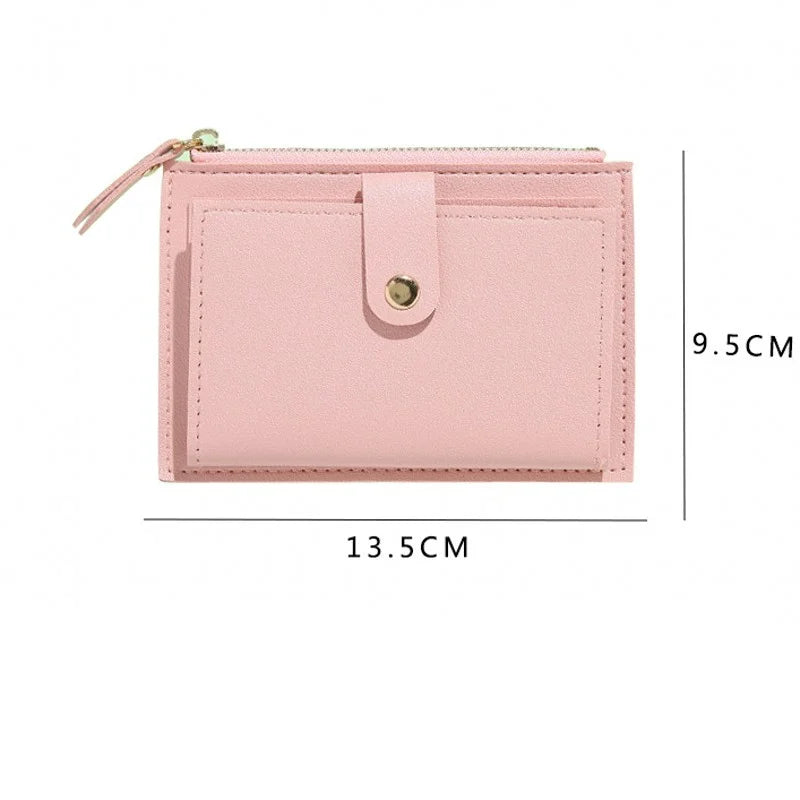 Portafogli da donna Borsa da donna in pelle PU Mini Hasp Porta carte multi-carta solida Portafogli corti Portafoglio piccolo sottile con cerniera Hasp