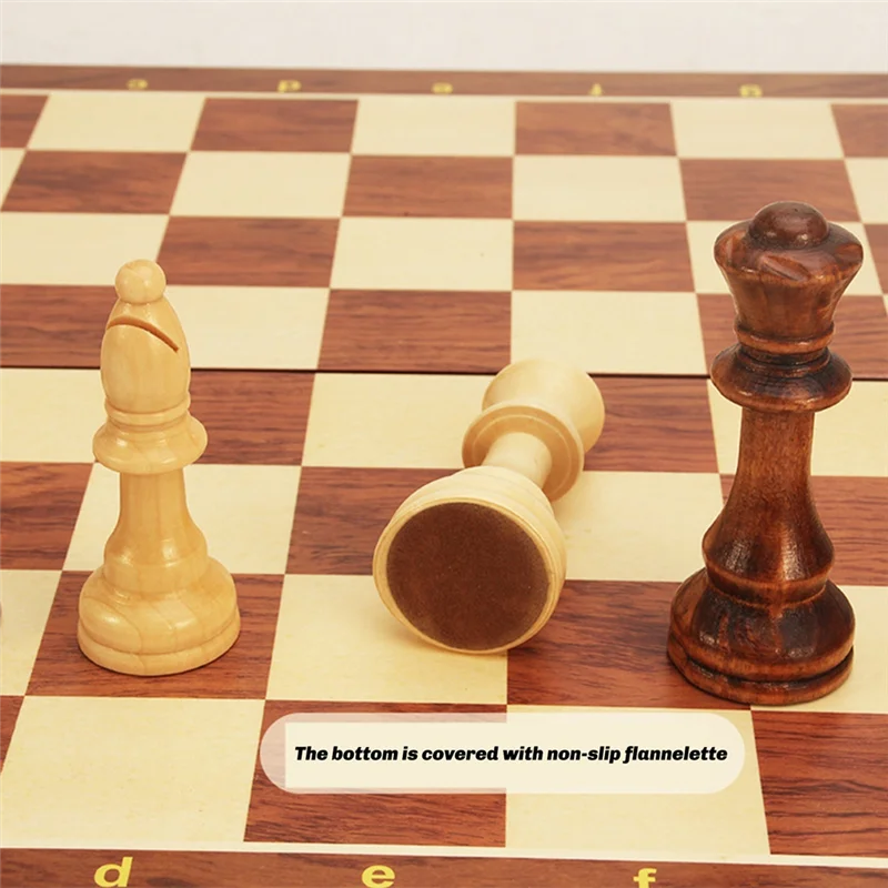 Gioco da tavolo per bambini Set di scacchi in legno Pezzi in legno massello Scacchiera in noce Gioco da tavolo regalo per bambini