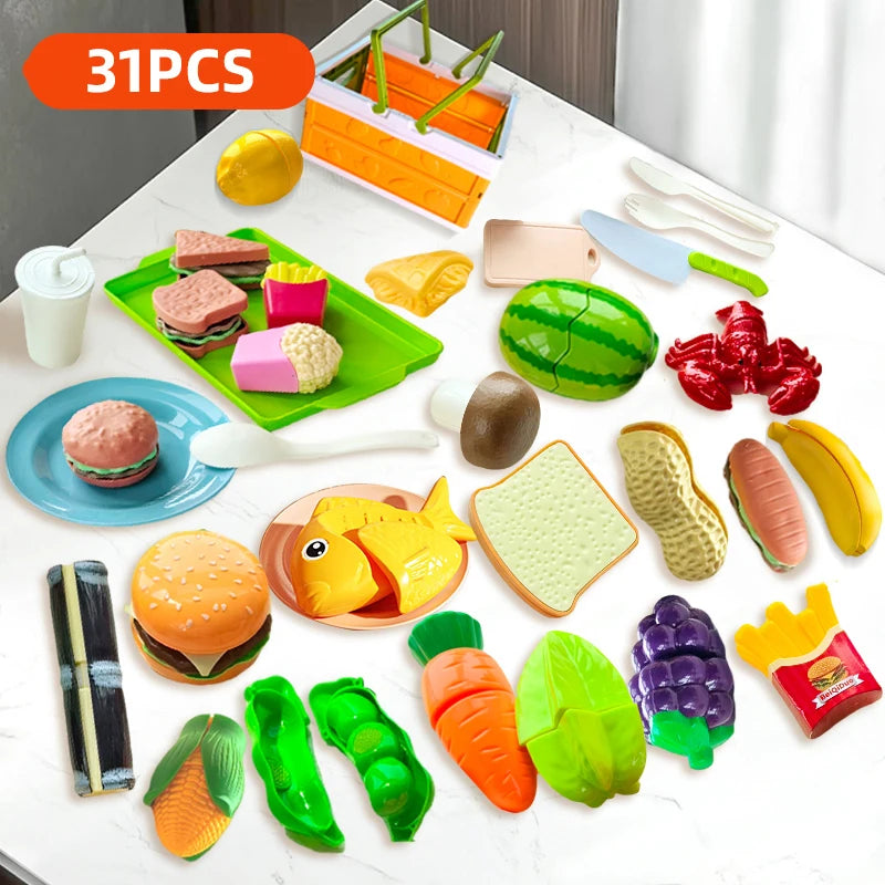 Set di giocattoli da cucina per bambini Pentole Giocattoli da cucina Frutta simulata Giocattoli da taglio Accessori da cucina per bambini Ragazze Regalo di Natale