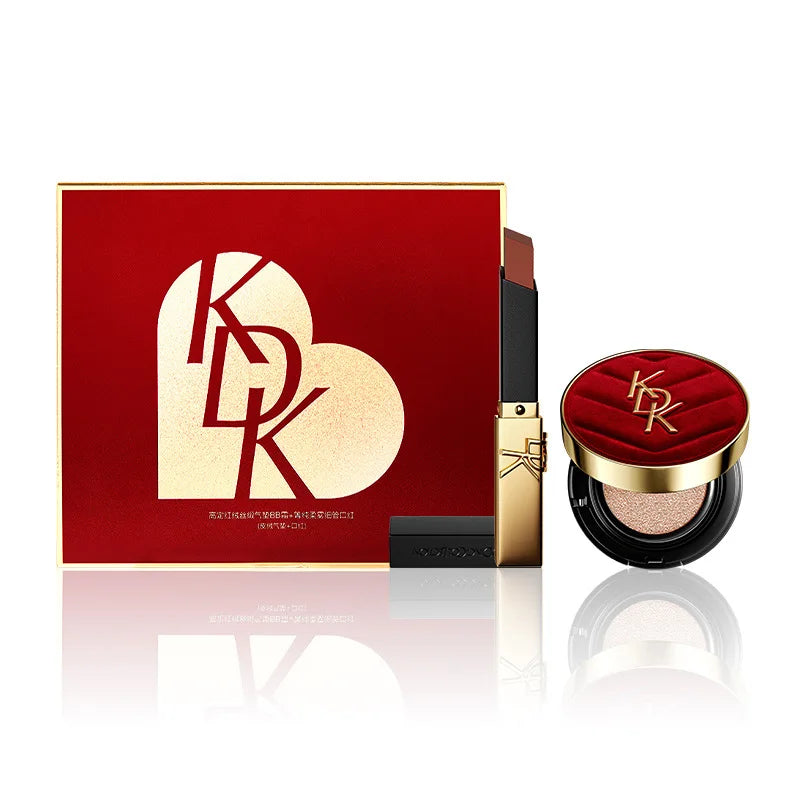Confezione regalo Cuscino d'aria BB Cream e set trucco rossetto Set cosmetici da 2 pezzi