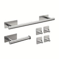 6pcs Stainless Steel Bathroom Accessory Set No-Drill Towel Rack Tissue Holder And Hooks Combo for Bathroom Organizer and Storage