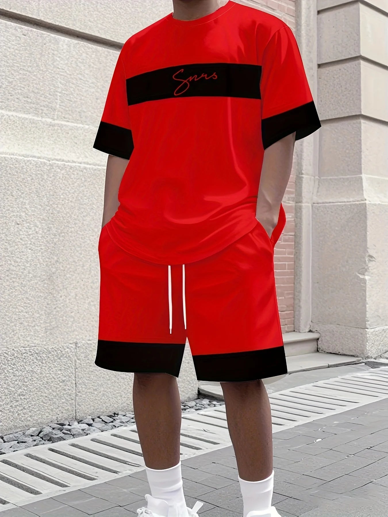Completo Sportivo da Uomo Due Pezzi: T-Shirt Girocollo a Maniche Corte e Pantaloncini - Abbigliamento da Corsa Uomo Taglie Forti - T-Shirt Estiva da Uomo