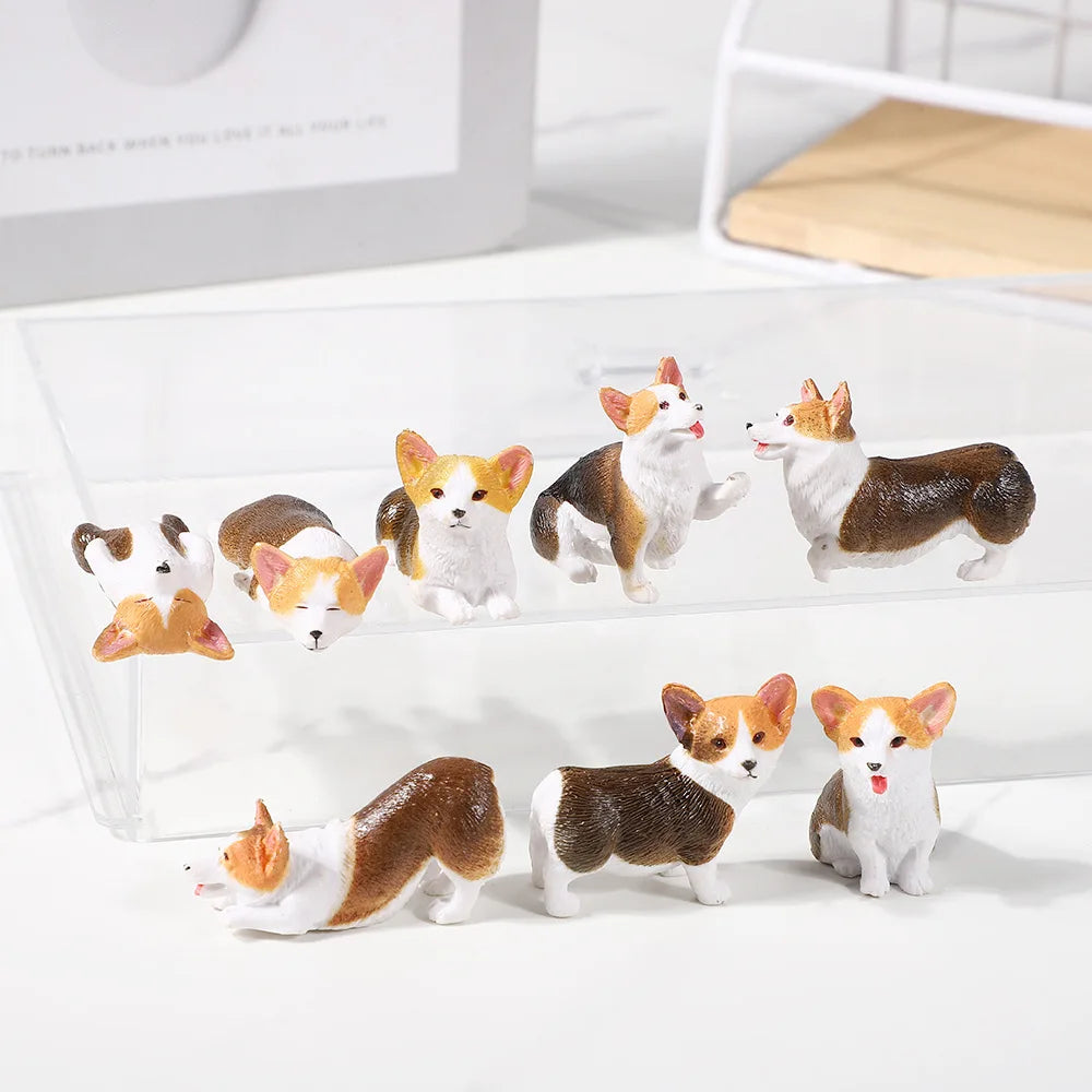 Accessori per giocattoli per cani da cruscotto per auto Decora squisiti mini ornamenti per bambole in resina Corgi Interni auto Decorazioni regalo per cuccioli carini