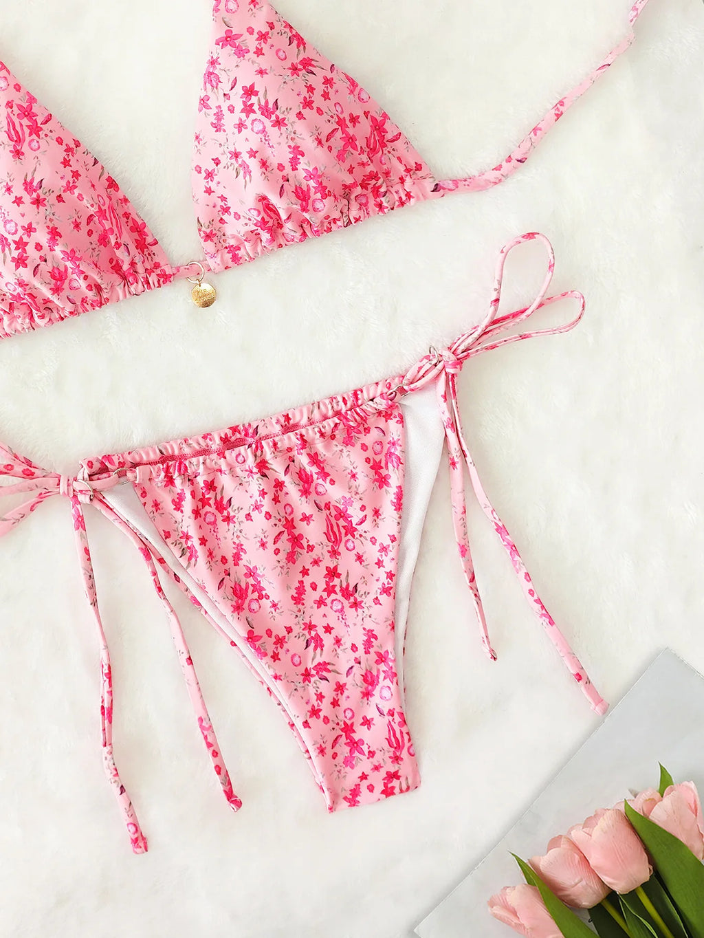 Nuovo Set Bikini Triangolo 2026 - Costume da Bagno Push-Up con Stampa Floreale e Slip Brasiliano